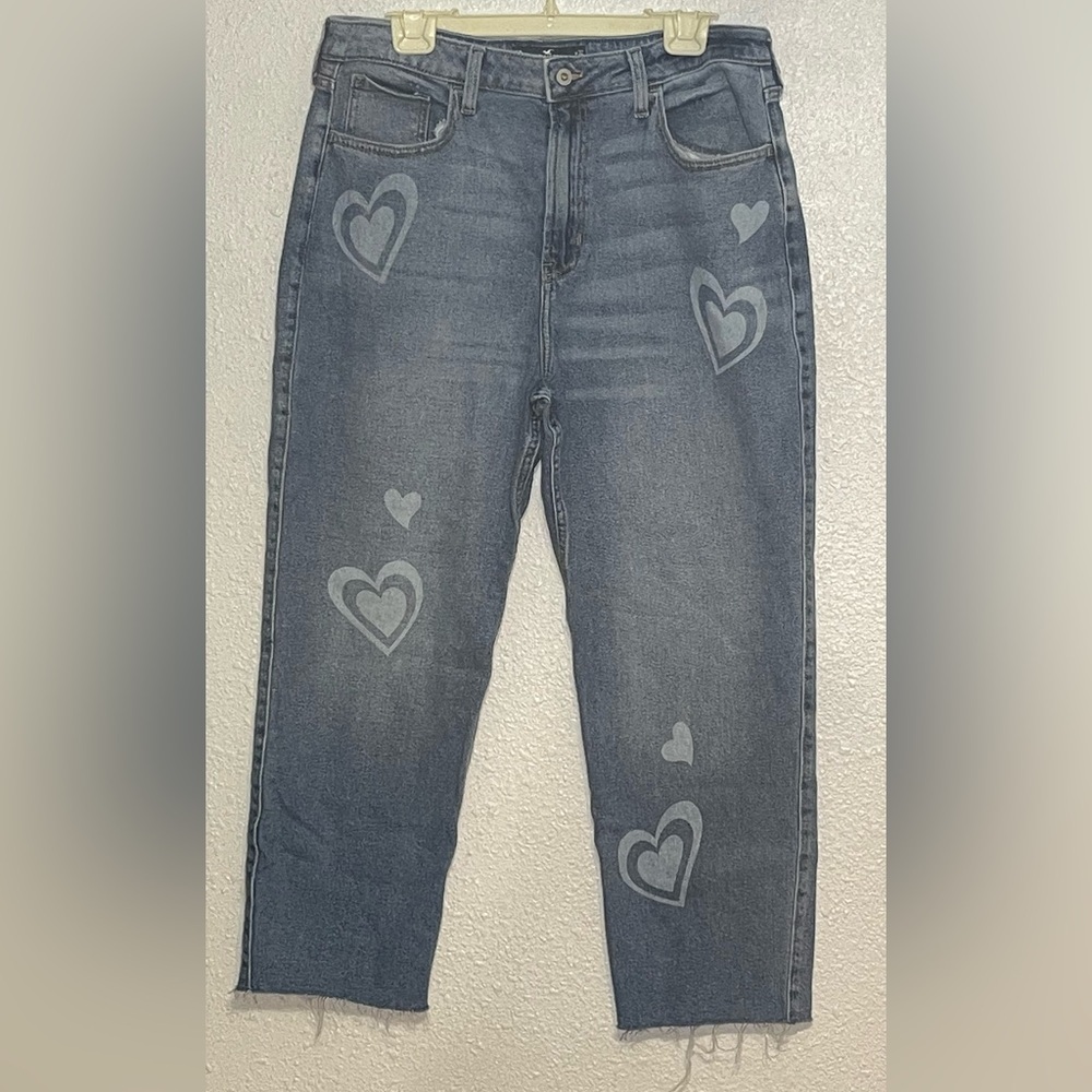 Hollister Heart Patterned women’s ultra high rise Blue Jeans size 15R